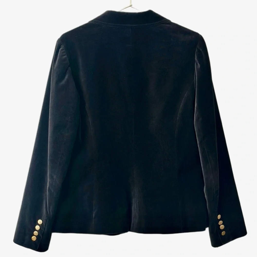Vintage Old Navy Black Velvet Gold‎ Buttons Single Breasted Blazer Black Sz L